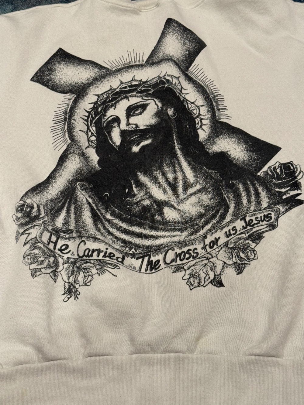 Vintage Jesus Sweatshirt Religious 90's Cross Oneita Size XL